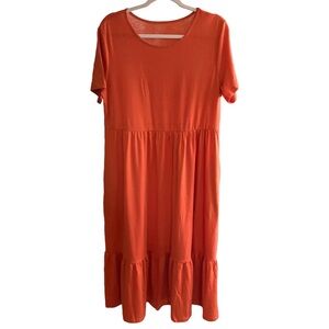 NWOT Orange tiered swing dress size large